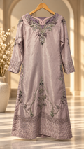 SANA NOOR lavender embroidered formal dress front