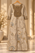 Champagne Gold Embroidered Luxury Formal Dress | Sana Noor